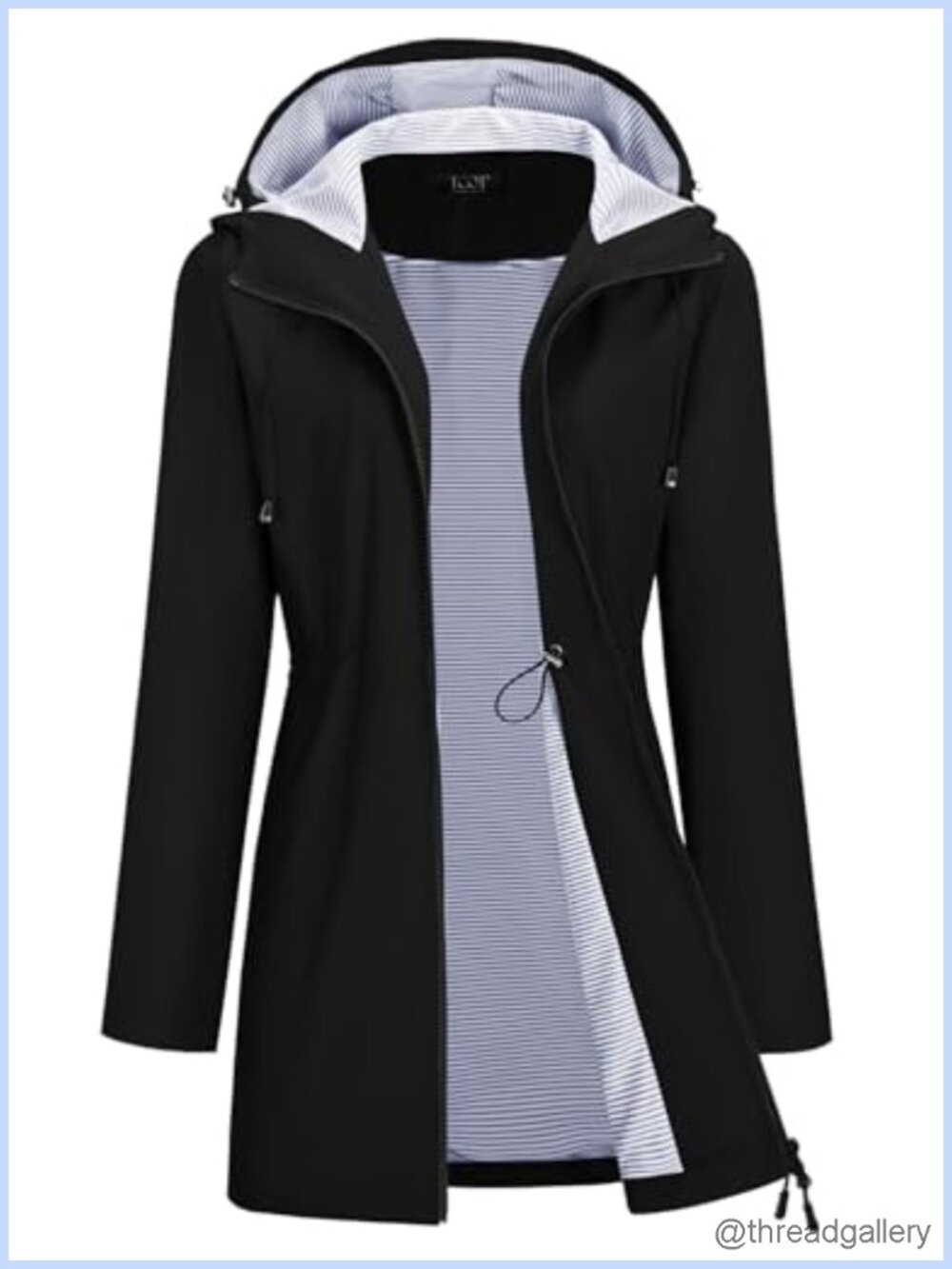 Waterproof Hooded Long Raincoat Lined Trench Coat Windbreaker